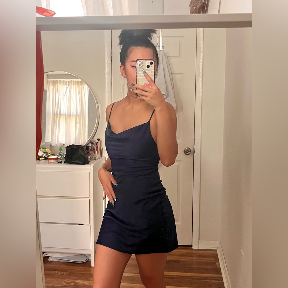 Urban Outfitters navy blue slip dress